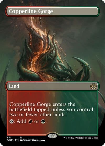 Copperline Gorge Borderless Phyrexia: All Will Be One Magic card
