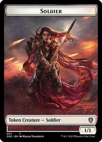 Soldier 007 Angel 002 Double Sided Token Commander: Phyrexia: All Will Be One Magic card