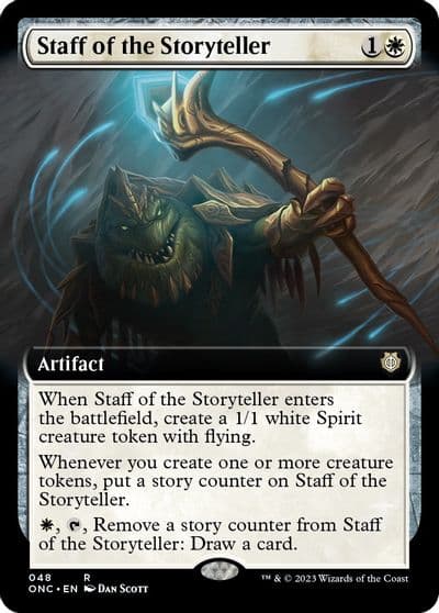 Staff of the Storyteller Extended Art Commander: Phyrexia: All Will Be One Magic card