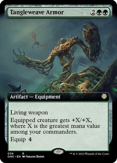 Tangleweave Armor Extended Art Commander: Phyrexia: All Will Be One Magic card