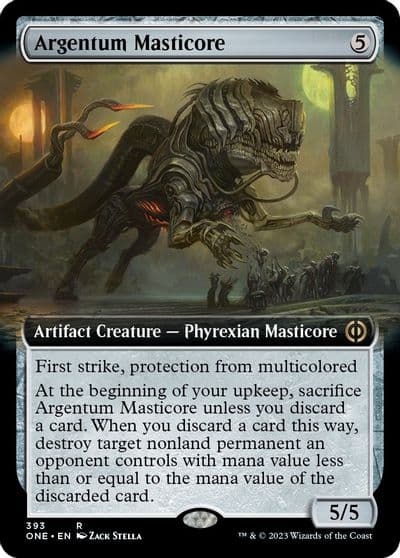 Argentum Masticore Extended Art Phyrexia: All Will Be One Magic card
