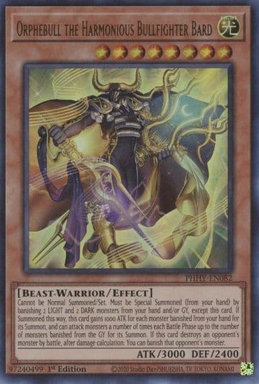 Orphebull the Harmonious Bullfighter Bard Photon Hypernova Yu-Gi-Oh! card