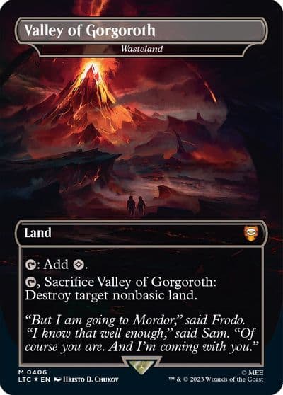 Valley of Gorgoroth Wasteland Borderless Surge Foil Commander: The Lord of the Rings: Tales of Middle-earth Magic card