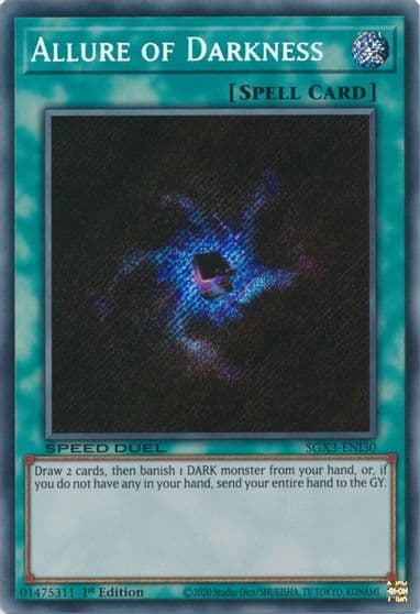 Allure of Darkness Secret Rare Speed Duel GX: Duelists of Shadows Yu-Gi-Oh! card