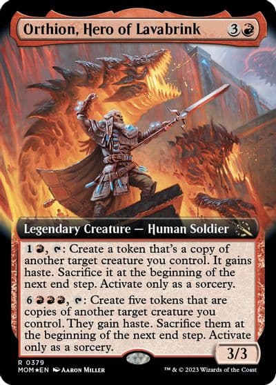 Orthion Hero of Lavabrink Extended Art March of the Machine Magic card