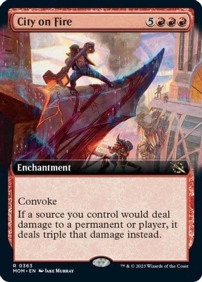 City on Fire Extended Art March of the Machine Magic card