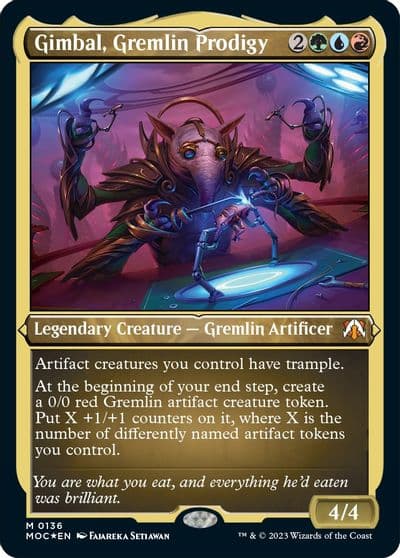 Gimbal Gremlin Prodigy Display Commander Thick Stock Commander: March of the Machine Magic card