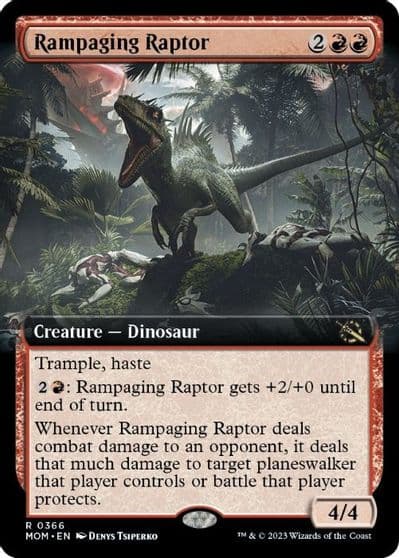 Rampaging Raptor Extended Art March of the Machine Magic card