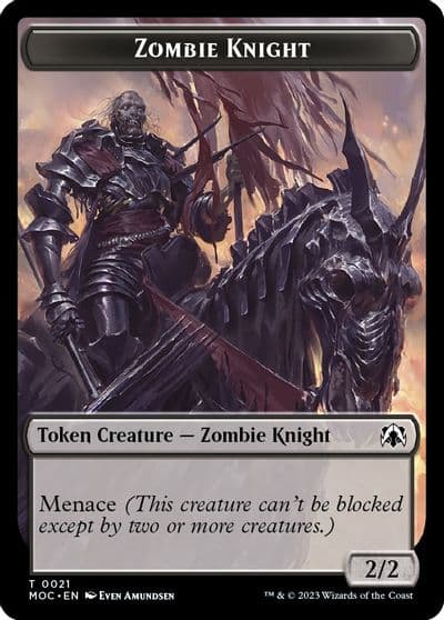 Zombie Knight Human Double sided Token Commander: March of the Machine Magic card