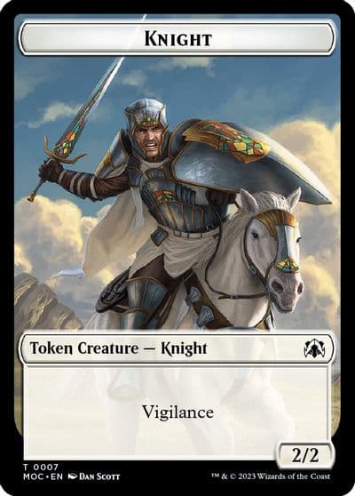 Knight 7 Spirit 14 Double sided Token Commander: March of the Machine Magic card
