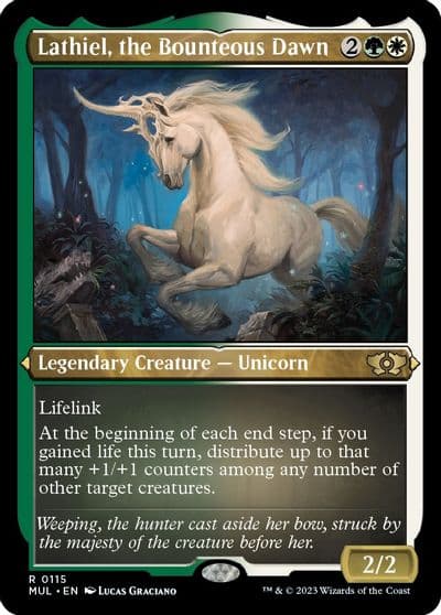 Lathiel the Bounteous Dawn Foil Etched March of the Machine: Multiverse Legends Magic card