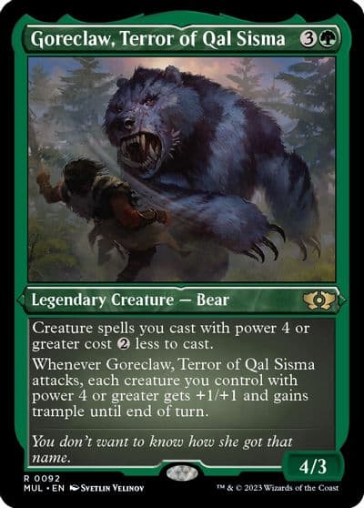 Goreclaw Terror of Qal Sisma Foil Etched March of the Machine: Multiverse Legends Magic card