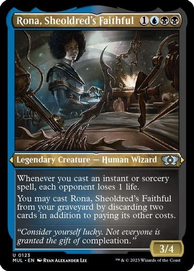 Rona Sheoldreds Faithful Foil Etched March of the Machine: Multiverse Legends Magic card
