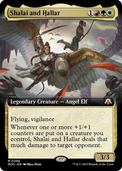Shalai and Hallar Extended Art Commander: March of the Machine Magic card