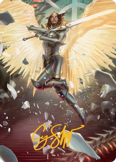 Archangel Elspeth Art Card Gold Stamped Signature Art Series: March of the Machine Magic card