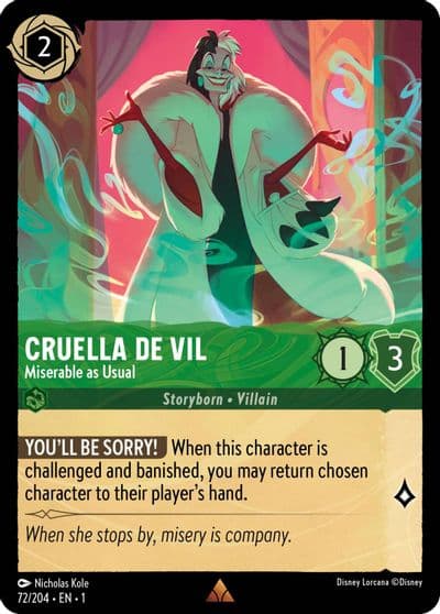 Cruella De Vil Miserable as Usual The First Chapter Lorcana card
