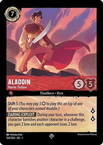 Aladdin Heroic Outlaw The First Chapter Lorcana card