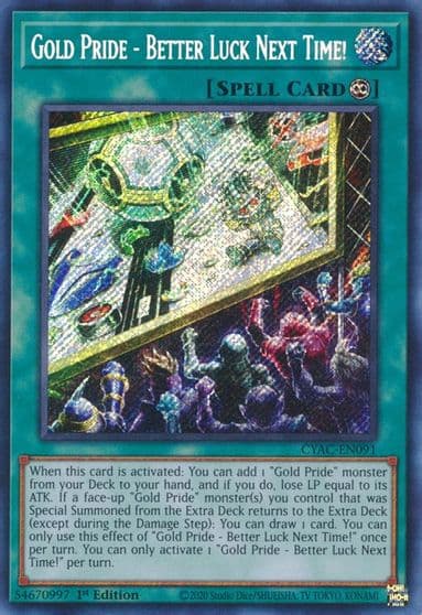 Gold Pride Better Luck Next Time Cyberstorm Access Yu-Gi-Oh! card