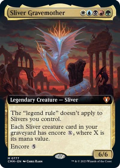 Sliver Gravemother Extended Art Commander Masters Magic card