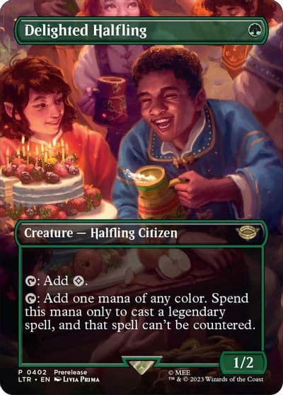 Delighted Halfling Borderless Universes Beyond: The Lord of the Rings: Tales of Middle-earth Magic card