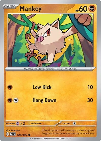 Mankey SV02: Paldea Evolved Pokemon card