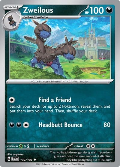 Zweilous SV02: Paldea Evolved Pokemon card