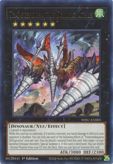 Transcendosaurus Drillygnathus Wild Survivors Yu-Gi-Oh! card