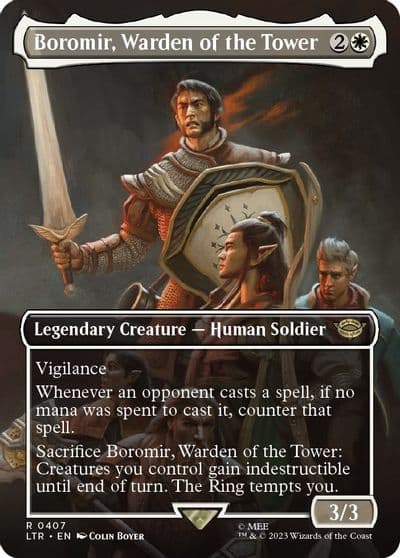 Boromir Warden of the Tower Borderless Universes Beyond: The Lord of the Rings: Tales of Middle-earth Magic card