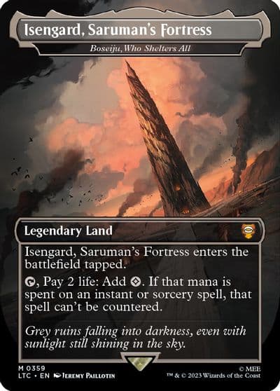 Isengard Sarumans Fortress Boseiju Who Shelters All Borderless Commander: The Lord of the Rings: Tales of Middle-earth Magic card