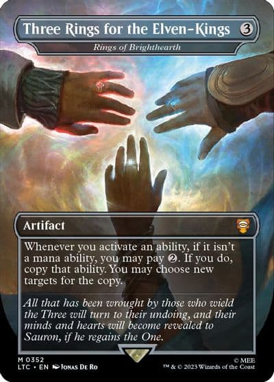 Three Rings for the Elven Kings Rings of Brighthearth Borderless Commander: The Lord of the Rings: Tales of Middle-earth Magic card