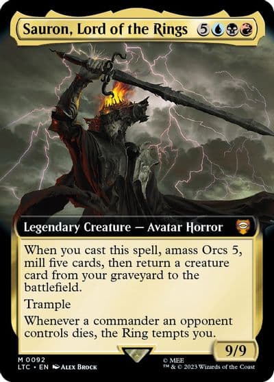 Sauron Lord of the Rings Extended Art Commander: The Lord of the Rings: Tales of Middle-earth Magic card