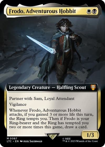 Frodo Adventurous Hobbit Extended Art Commander: The Lord of the Rings: Tales of Middle-earth Magic card