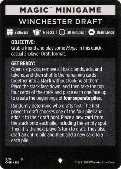 Magic Minigame Winchester Draft Phyrexia: All Will Be One Magic card