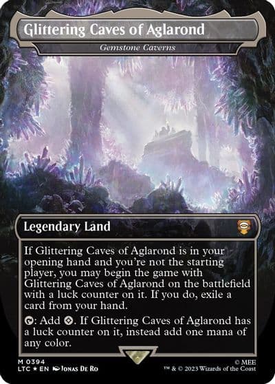 Glittering Caves of Aglarond Gemstone Caverns Borderless Surge Foil Commander: The Lord of the Rings: Tales of Middle-earth Magic card