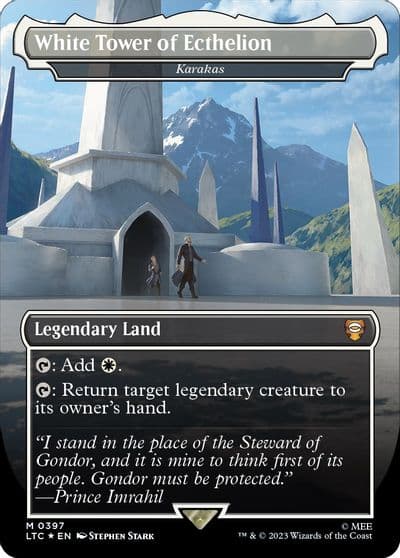 White Tower of Ecthelion Karakas Borderless Surge Foil Commander: The Lord of the Rings: Tales of Middle-earth Magic card
