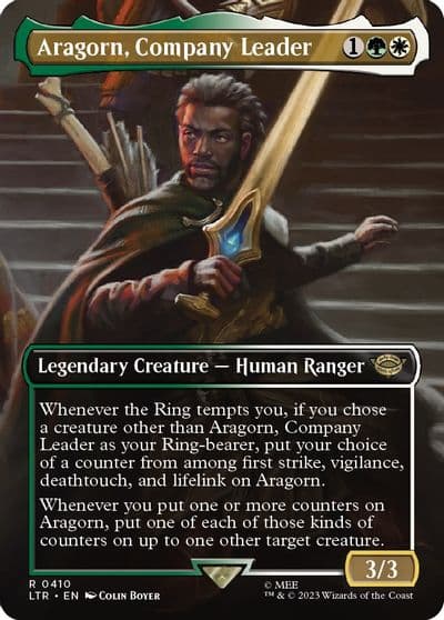 Aragorn Company Leader Borderless Universes Beyond: The Lord of the Rings: Tales of Middle-earth Magic card