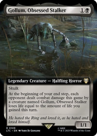 Gollum Obsessed Stalker Extended Art Commander: The Lord of the Rings: Tales of Middle-earth Magic card