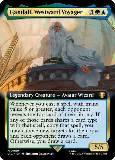 Gandalf Westward Voyager Extended Art Commander: The Lord of the Rings: Tales of Middle-earth Magic card