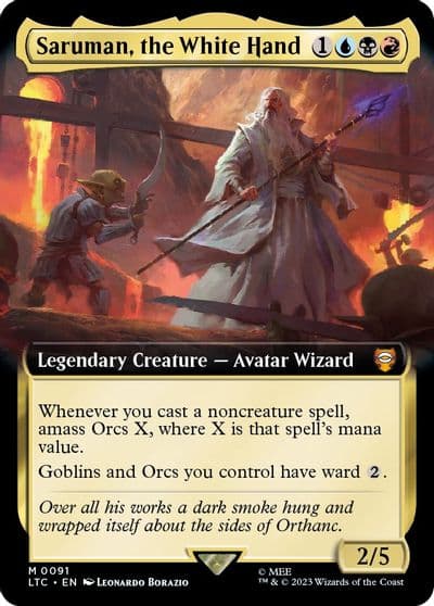 Saruman the White Hand Extended Art Commander: The Lord of the Rings: Tales of Middle-earth Magic card