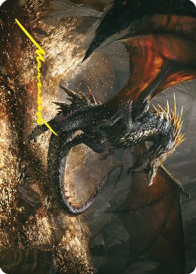 Cavern Hoard Dragon Art Card Gold Stamped Signature Art Series: Universes Beyond: The Lord of the Rings: Tales of Middle-earth Magic card