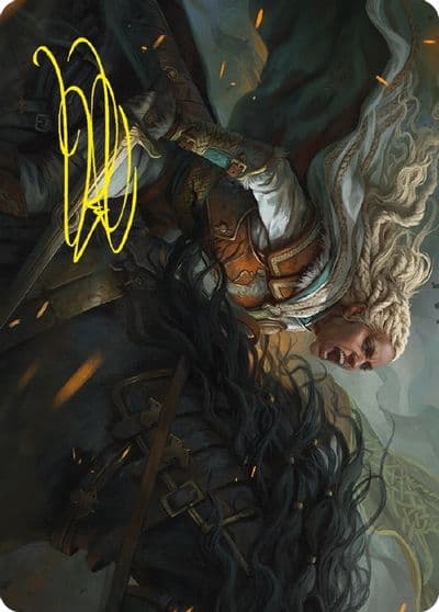 Eowyn Fearless Knight Art Card Gold Stamped Signature Art Series: Universes Beyond: The Lord of the Rings: Tales of Middle-earth Magic card