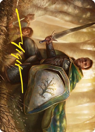 Boromir Warden of the Tower Art Card Gold Stamped Signature Art Series: Universes Beyond: The Lord of the Rings: Tales of Middle-earth Magic card