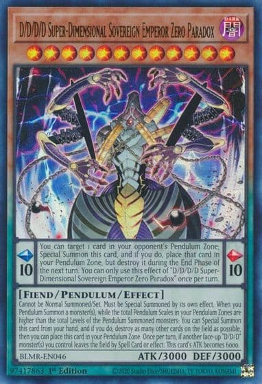 D D D D Super Dimensional Sovereign Emperor Zero Paradox Battles of Legend: Monstrous Revenge Yu-Gi-Oh! card