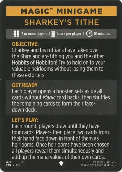 Magic Minigame Sharkeys Tithe Universes Beyond: The Lord of the Rings: Tales of Middle-earth Magic card