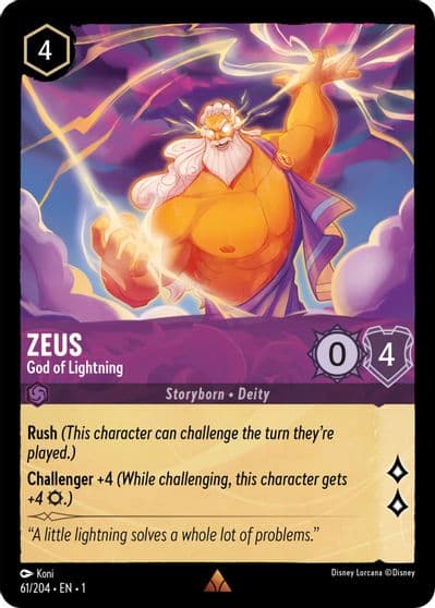 Zeus God of Lightning The First Chapter Lorcana card