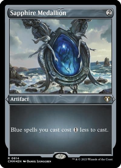Sapphire Medallion Foil Etched Commander Masters Magic card