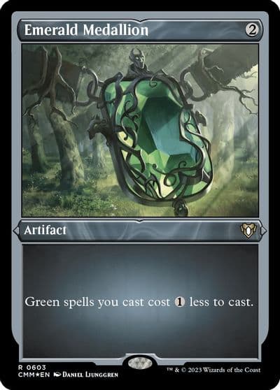 Emerald Medallion Foil Etched Commander Masters Magic card