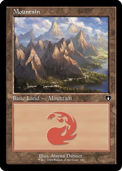 Mountain 446 Retro Frame Commander Masters Magic card