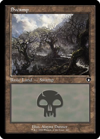 Swamp 443 Retro Frame Commander Masters Magic card