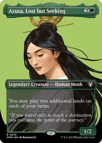 Azusa Lost but Seeking Borderless Commander Masters Magic card